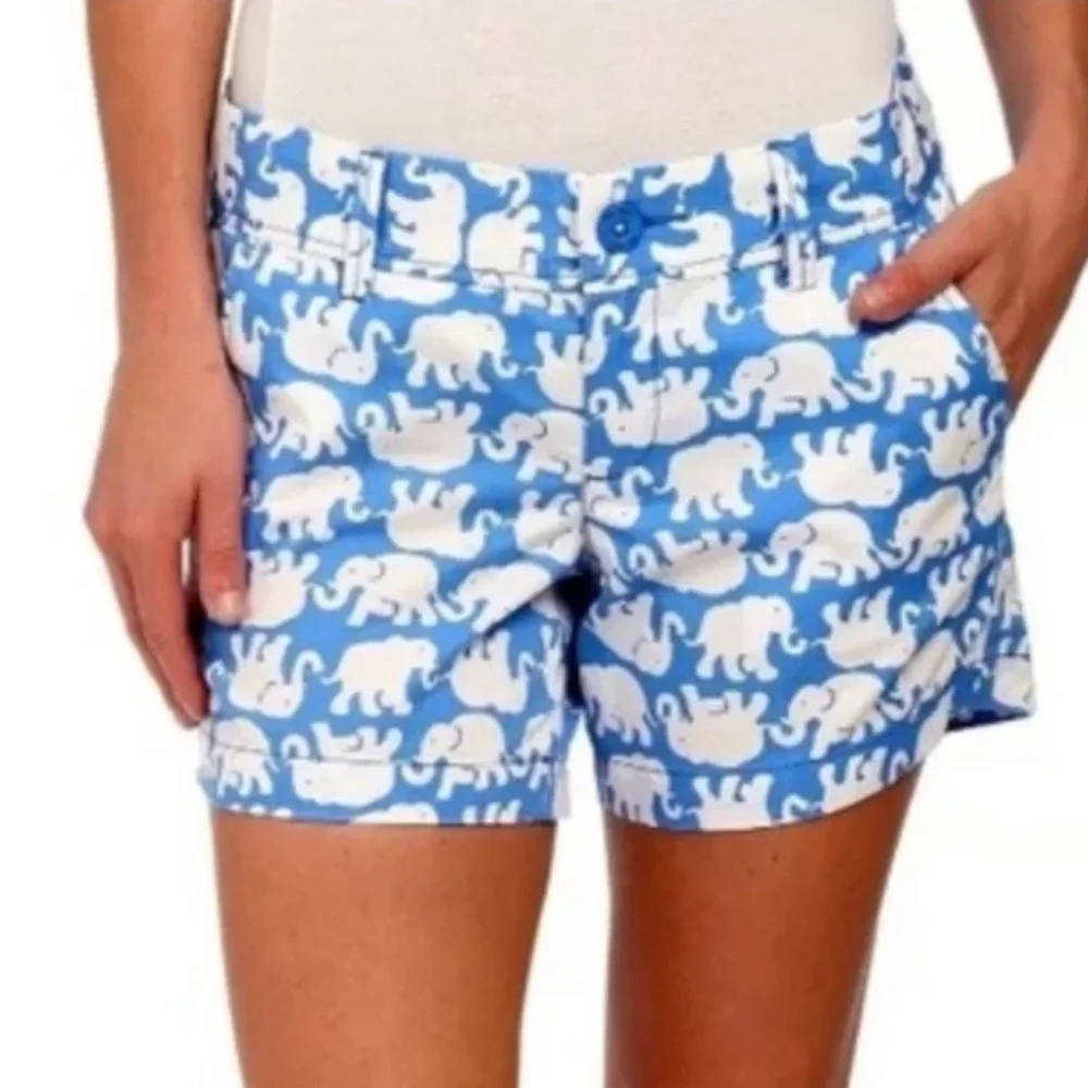 Lilly Pulitzer Callahan Tusk In Sun Elephant printed Shorts blue white 00